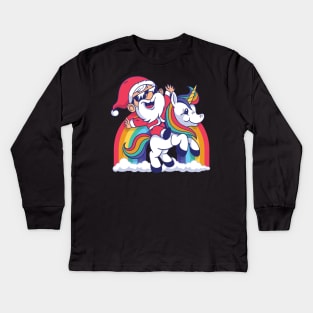 CUTE SANTA UNICORN Kids Long Sleeve T-Shirt